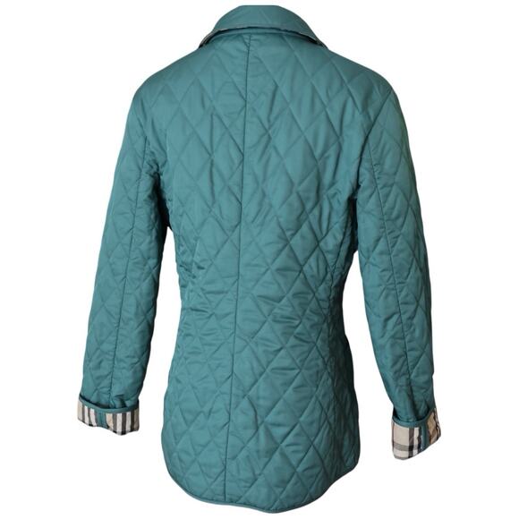 BURBERRY Quilted Jacket In Turquoise Nova Check Snap Close Women’s Size XS - Picture 15 of 16